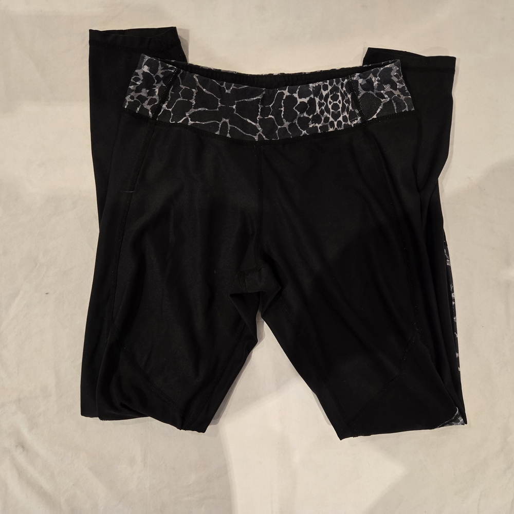 Pro NYC Women’s Athletic Leggings – Black Print Waistband – Size Small